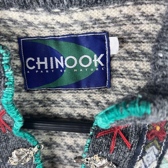 Vintage Chinook Sweater Adult Christmas Reindeer Wool Sweater Handmade - Picture 4 of 8